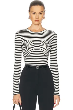 Marc Jacobs Seamed Up Knit Crewneck Tee in Black & White - Black,White. Size L (also in M, S, XS).