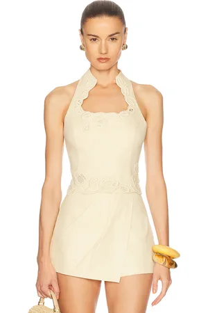 Cult Gaia Ruthie Top in Tapestry - Lemon. Size 2 (also in 4, 6).