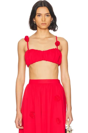 Caroline Constas Evangeline Bustier Top in High Risk Red - Red. Size L (also in M, S, XS).