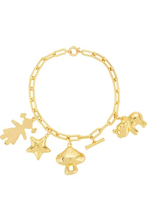 Timeless Pearly Girl, Star, Mushroom, & Elephant Charm Necklace in Gold - Metallic Gold. Size all.