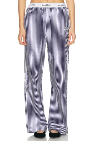 Sporty & Rich X Le Bristol Paris Faubourg Pajama Pant in Navy & White - Navy. Size L (also in S).
