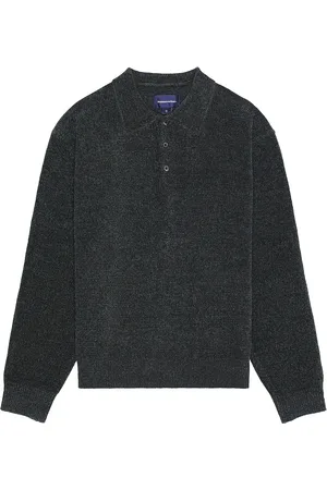 This Is Never That Velvet Knit Polo in Black - Black. Size L (also in S).