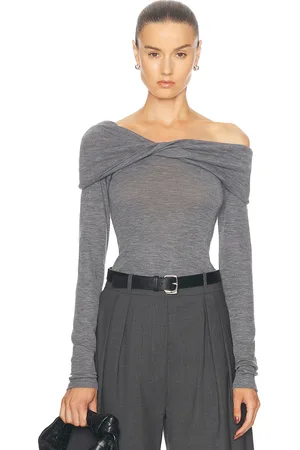 Rohe Bodycon Off Shoulder Top in Dark Grey Melange - Grey. Size 42 (also in ).