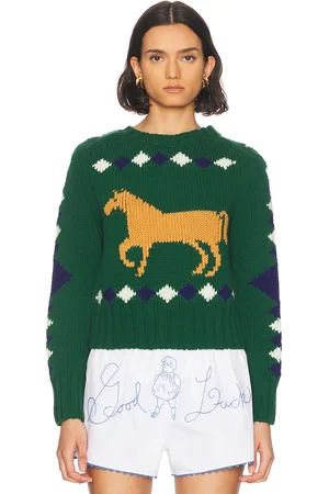 BODE Diamond Corral Sweater in Green Multi - Green. Size S (also in XS).