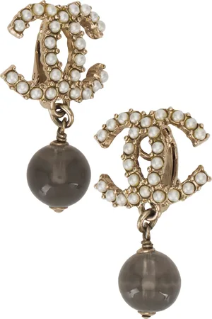 CHANEL CC Pearl Clip-On Earrings in Silver - Metallic Silver. Size all.