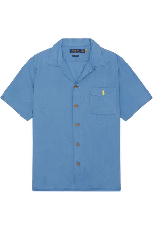 Ralph Lauren Short Sleeve Camp Pocket Sport Shirt in Bai Blue - Blue. Size L (also in M, S, XL/1X).