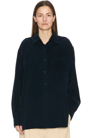 The Row Nesson Shirt in Dark Blue - Navy. Size 0 (also in 2, 6).