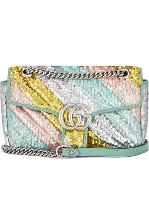 Gucci GG Marmont Shoulder Bag in Multi - Blue. Size all.