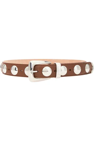 Khaite Benny 30mm Stud Belt in Dark Tan - Brown. Size 70 (also in 75, 85).