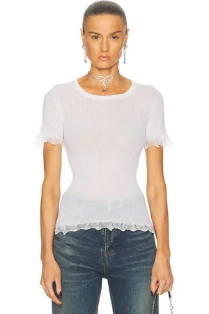 BLUMARINE Short Sleeve Top in Natural White - White. Size L (also in M, S, XS).