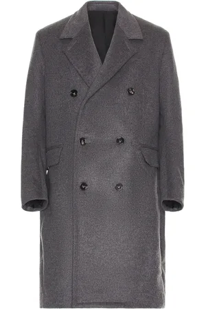 Bottega Veneta Curved Sleeves Long Coat in Grey Melange - Charcoal. Size 50 (also in ).