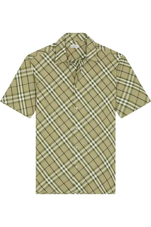 Burberry Bias Cut Check Casual Short Sleeve Shirt in Saxon IP Check - Brown. Size L (also in M, S, XL/1X).