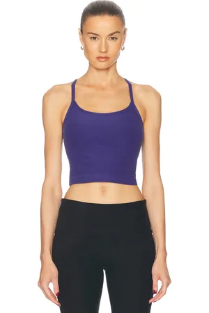 Beyond Yoga Spacedye Slim Racerback Cropped Tank Top in Eternal Blue Heather - Royal. Size L (also in M, S, XS).