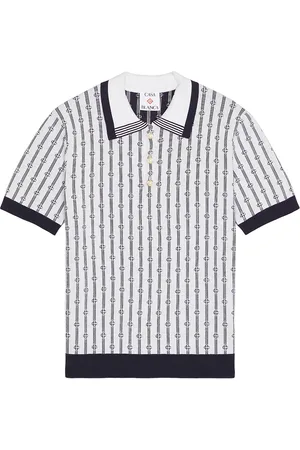 Casablanca Monogram Polo in Navy - Blue. Size L (also in M, S, XL/1X).