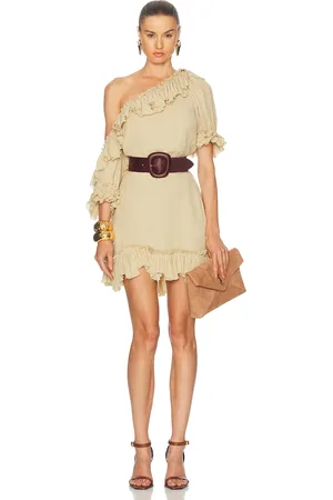 Saint Laurent One Shoulder Mini Dress in Beige Vintage - Beige. Size 40 (also in ).