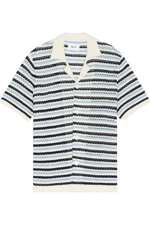 NN.07 Henry Polo in Navy Stripe - Blue. Size L (also in XL/1X).