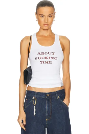 Stella McCartney About F* Time Tank Top in Pure White - White. Size L (also in M, S, XS).