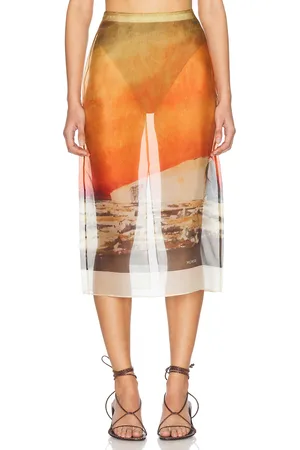 MONSE Printed Organza Pencil Skirt in Multi - Multi. Size 2 (also in 6, 8).