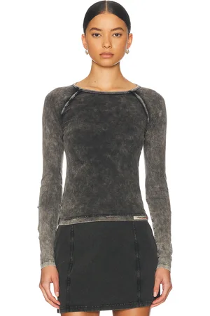 Diesel Cropped Long Sleeve Top in Black - Black. Size M (also in S, XS).