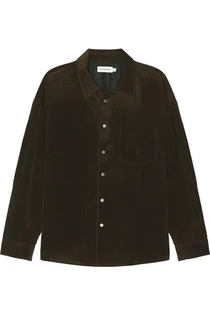 Frame Relaxed Corduroy Overshirt in Dark Olive - Dark Green. Size L (also in M).