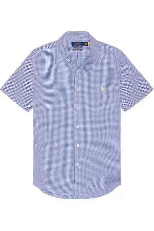 Ralph Lauren Seersucker Pocket Sport Shirt in Blue & White - Blue. Size L (also in M, S, XL/1X).