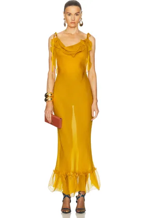 Saint Laurent Long Slip Dress in Jaune Moutarde - Mustard. Size 34 (also in 38).