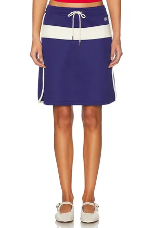 WALES BONNER Mantra Skirt in Navy & Natural - Navy. Size L (also in M, S).