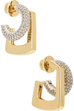 DEMARSON Tina Pave Earrings in Gold Silver & Crystal - Metallic Silver,Metallic Gold. Size all.