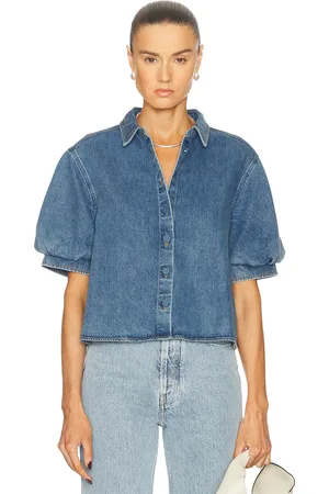 Frame Billow Sleeve Shirt in Subtle - Blue. Size L (also in ).