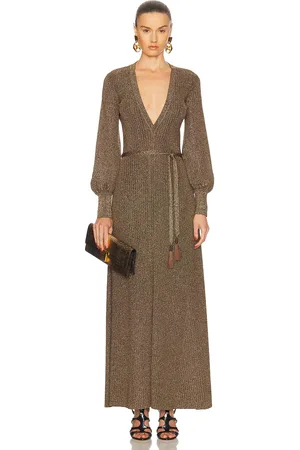 Tom Ford Vanise Long Dress in Combo Gold - Metallic Gold. Size L (also in M, S, XS).