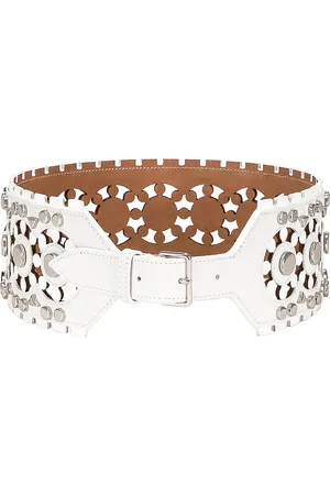 Alaïa Perforated & Studs Belt in Blanc Optique - White. Size 80 (also in ).