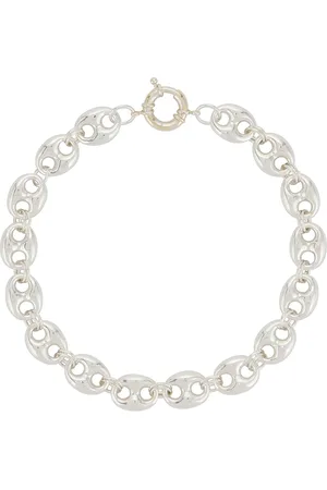 Timeless Pearly Coffee Beans Necklace in Silver - Metallic Silver. Size all.