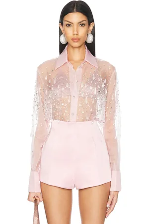 Retrofete Aubriella Embellished Shirt in Earl Rose - Pink. Size L (also in M, S, XL).