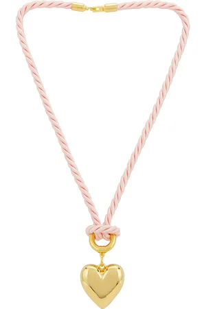Timeless Pearly Pink Heart Necklace in Gold - Metallic Gold. Size all.