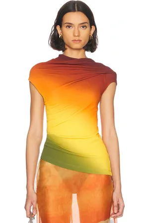 MONSE Off Shoulder Jersey Top in Multi - Rust. Size 6 (also in 8).
