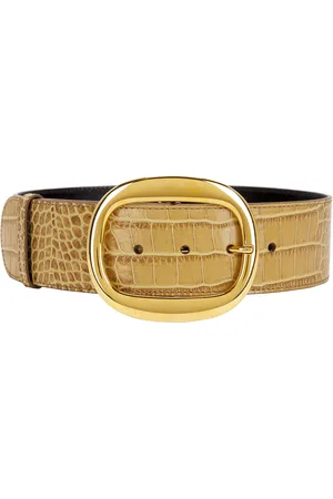 Tom Ford Ursula 50mm Stamped Croc Belt in Safari Beige - Beige. Size 60 (also in ).
