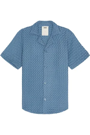 Oas Coronet Cuba Waffle Shirt in Blue - Blue. Size L (also in M, S, XL/1X).