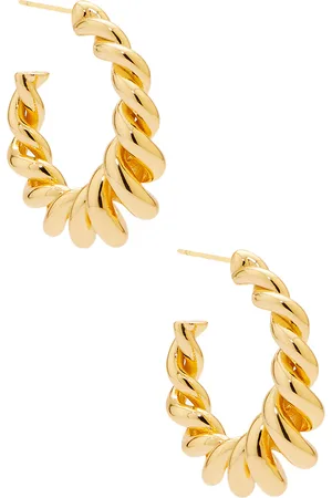 mega Twister Hoop Earrings in 14k Yellow Gold Plated - Metallic Gold. Size all.