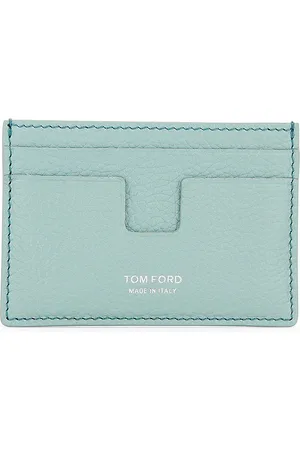 Tom Ford Soft Grain Leather T Line Cardholder in Nile Blue - Blue. Size all.