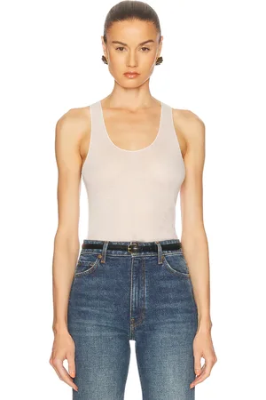 Deiji Studios Knit Tank Top in Off White - Ivory. Size L (also in M, S).