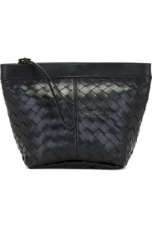 Bottega Veneta Medium Prism Pouch in Black & Gold - Black. Size all.