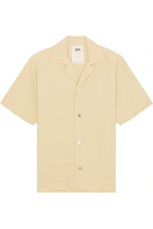 Oas Bodega Canvas Camp Shirt in Beige - Beige. Size L (also in M, S, XL/1X).