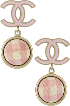 CHANEL Coco Mark Earrings in Pink - Metallic Silver,Pink. Size all.