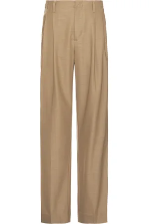 Simkhai Porter Double Pleat Wide Leg Pants in Dark Cashmere - Tan. Size 32 (also in ).