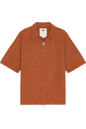 Oas Terracotta Turleo Zack Full Zip Shirt in Red - Brick. Size L (also in S).