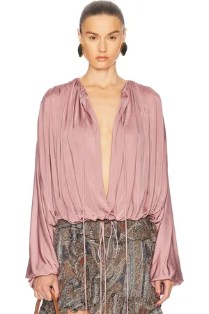 Saint Laurent Long Sleeve Blouse in Bois De Rose - Mauve. Size 34 (also in 36, 38).
