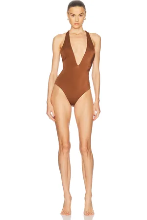 VERSACE One Piece Swimsuit in Tobacco - Brown. Size 1 (also in 2, 3, 4).