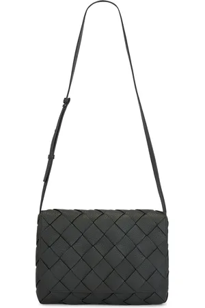 Bottega Veneta Intreccio Taurillon Crossbody Bag in Dark Green & Silver - Dark Green. Size all.
