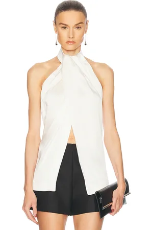 Stella McCartney Envers Satin Halterneck Top in Cream - Cream. Size 36 (also in 40, 42).