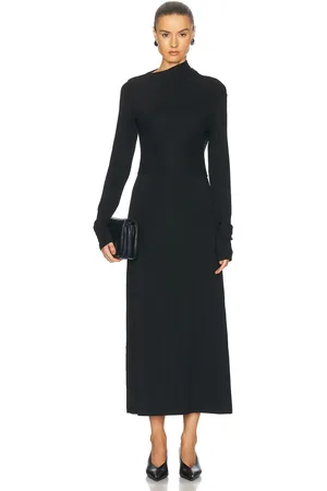 Totême Draped Jersey Dress in Black - Black. Size L (also in ).